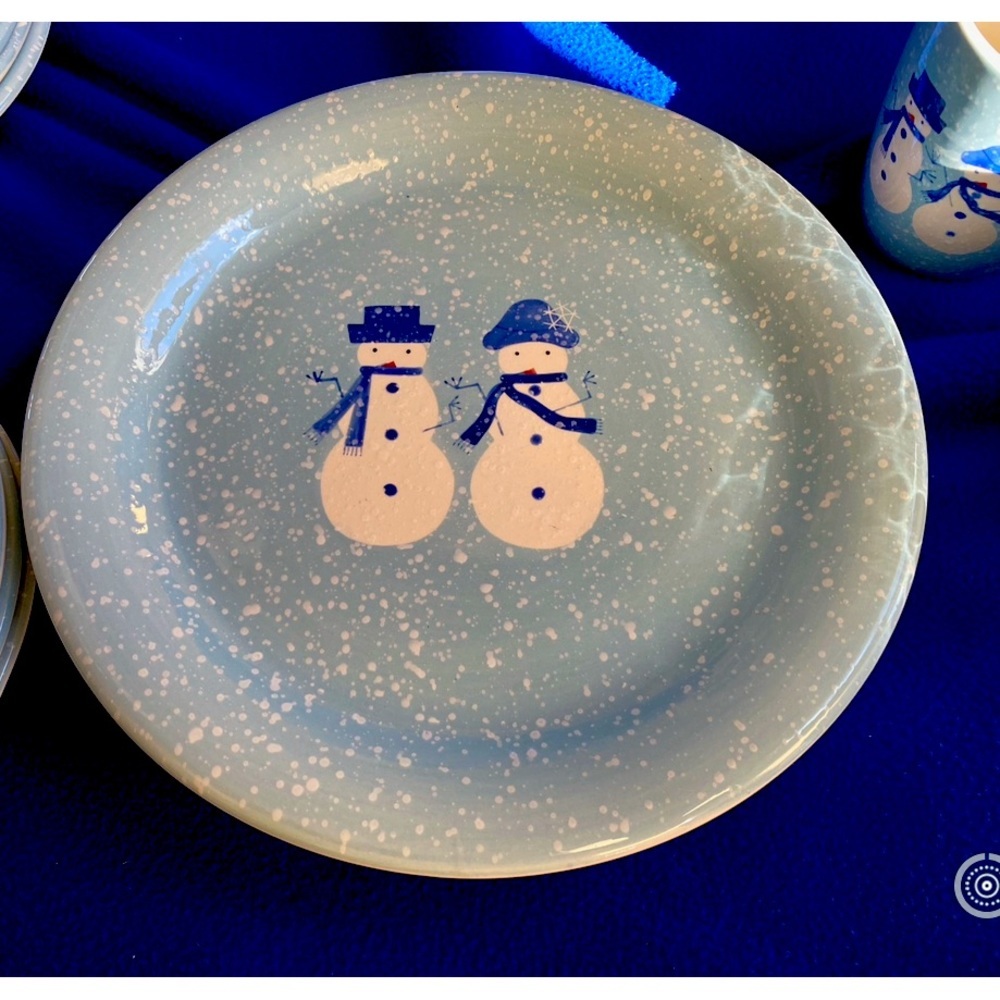 Target Home WINTER Frost Snowman Couple, 10.75 inch dinner plate, blue